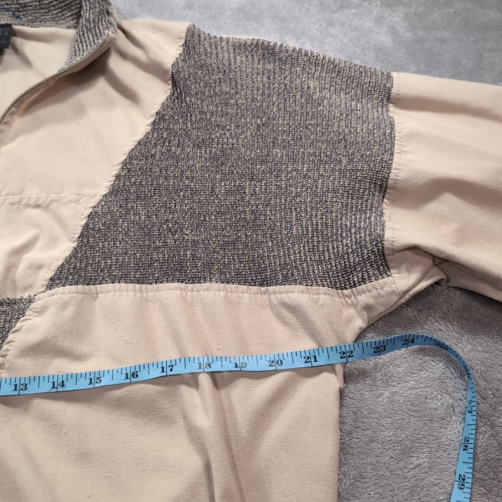 Vintage 80s Adult Medium M Playboy Jacket Retro 1/4 Zip Pullover Beige - Picture 6 of 8